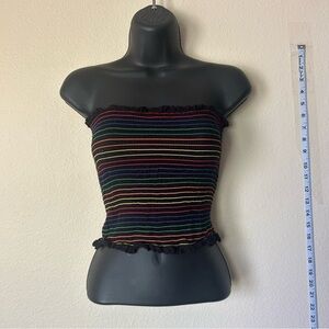 Black Rainbow Striped Tube Top